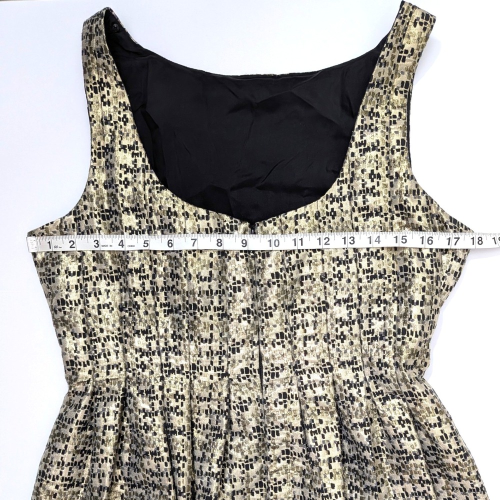 Maggy London Metallic Gold Bubble Hem Mini Cocktail Dress Pockets Size 10 - Picture 9 of 13